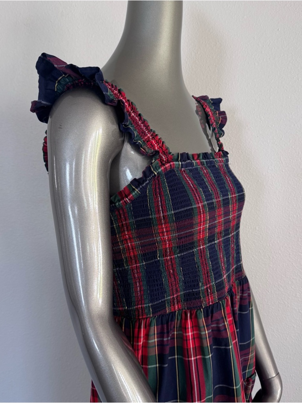 J.Crew Re-Imagined Plaid Smocked Midi Dress Small Cottagecore Pockets - Picture 4 of 13